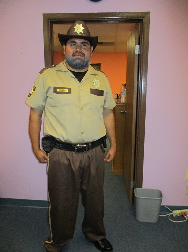 Luis Hernandez dressed in costume at the Make it Take it